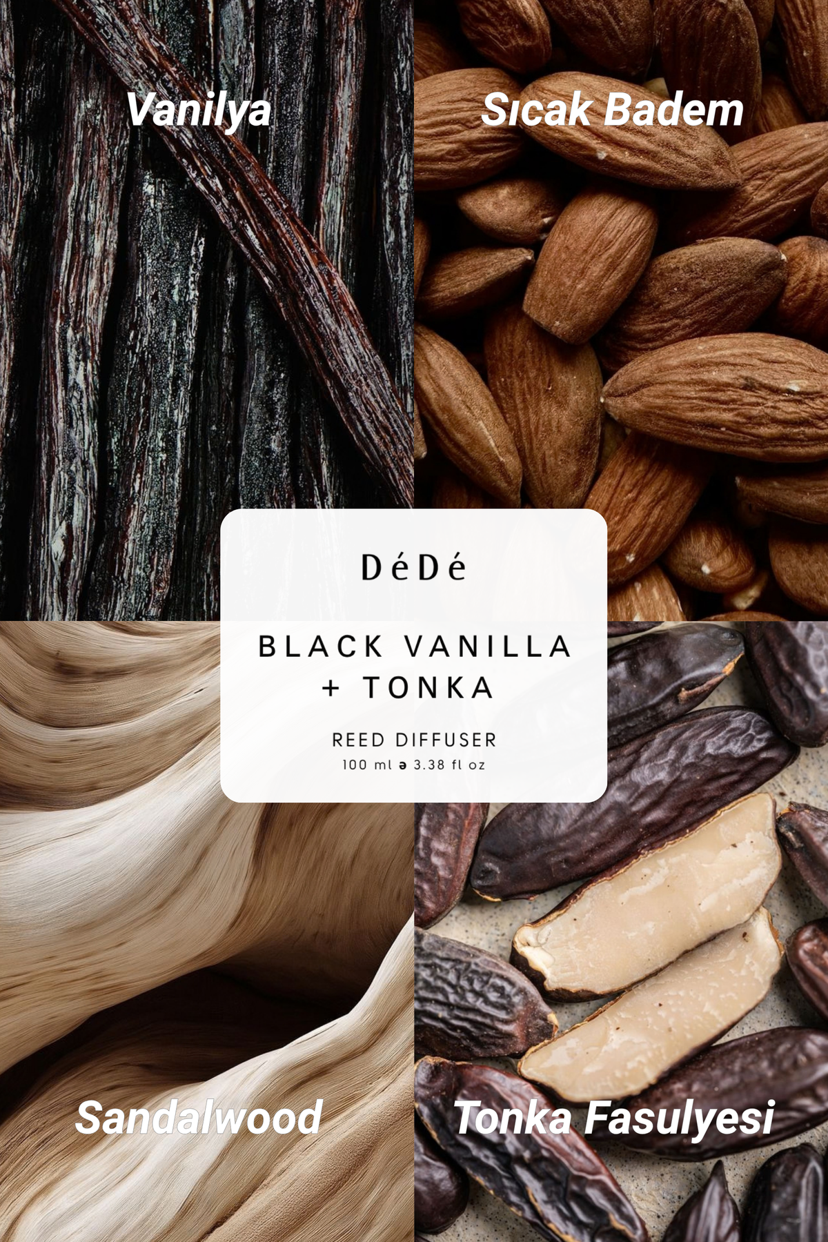 Siyah Vanilya + Tonka Fasülyesi Çubuklu Oda Kokusu | Black Vanilla + Tonka Diffuser