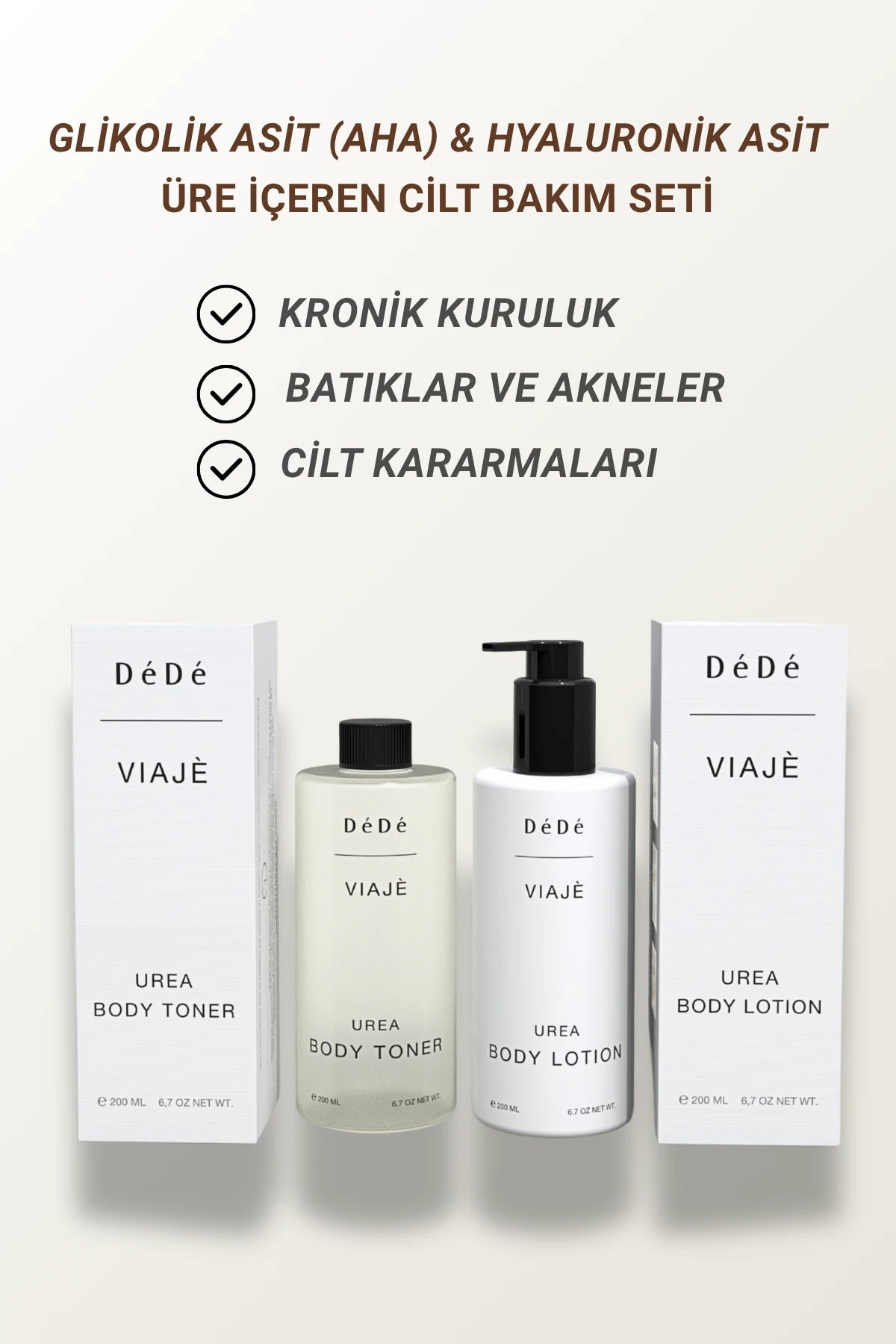 Viajé Duo | Üre & AHA Vücut Bakım Seti Losyon + Tonik