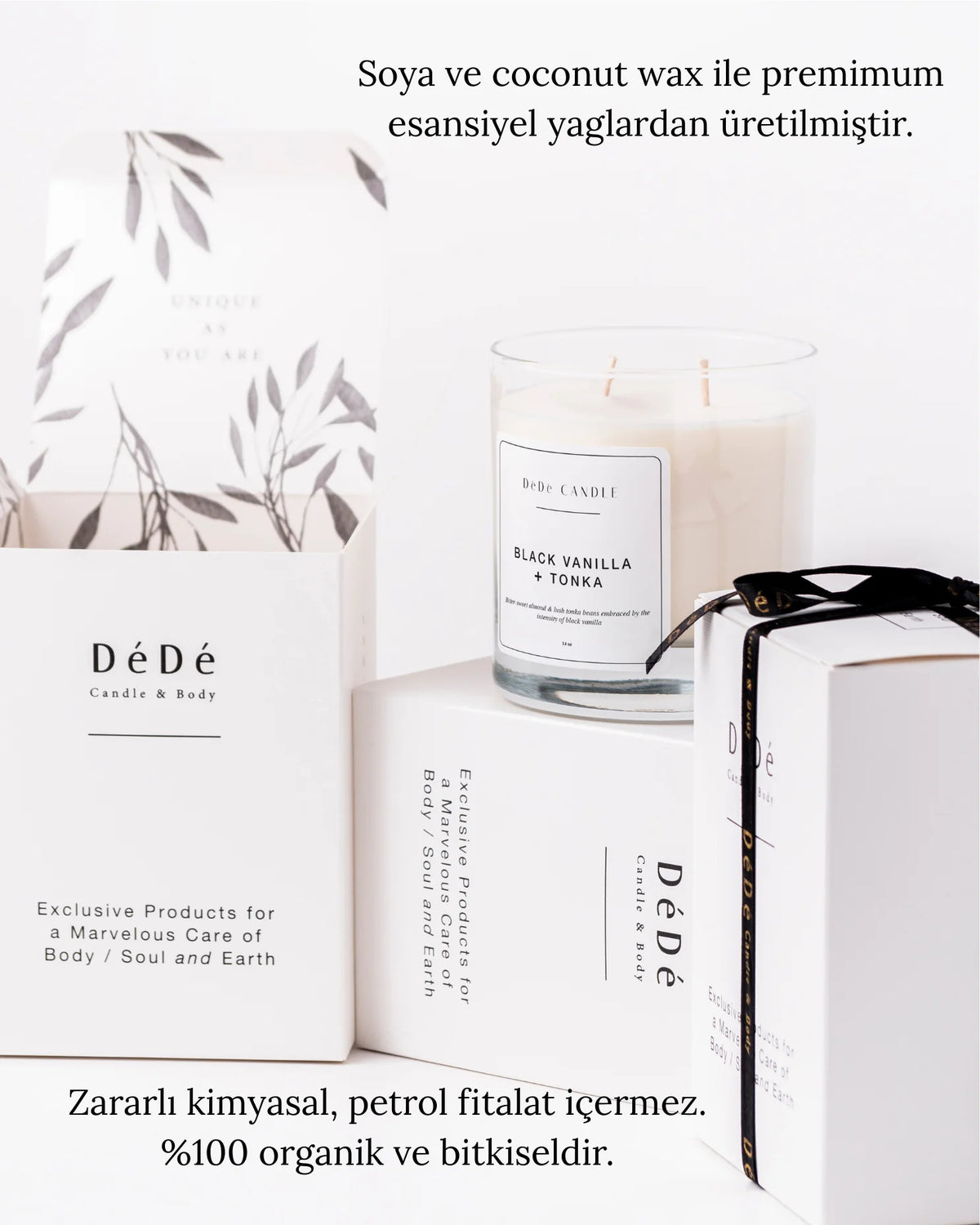 Black Vanilla + Tonka - Organik Soya Kokulu Mum | Fine & Artisanal Candle